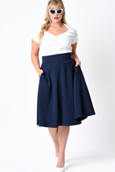 Vintage Vivian Swing Skirt in Navy