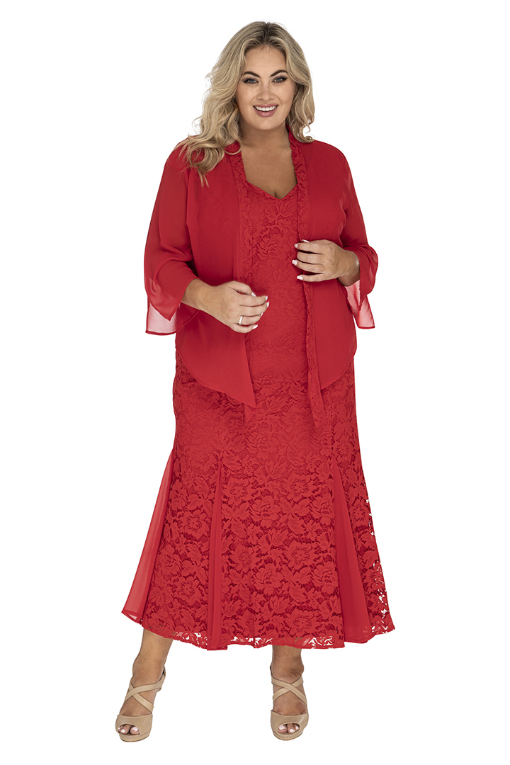 Carmen Curvy Lace Dress with Chiffon Shrug 5 Carmen Curvy Lace Dress with Chiffon Shrug - Image 5