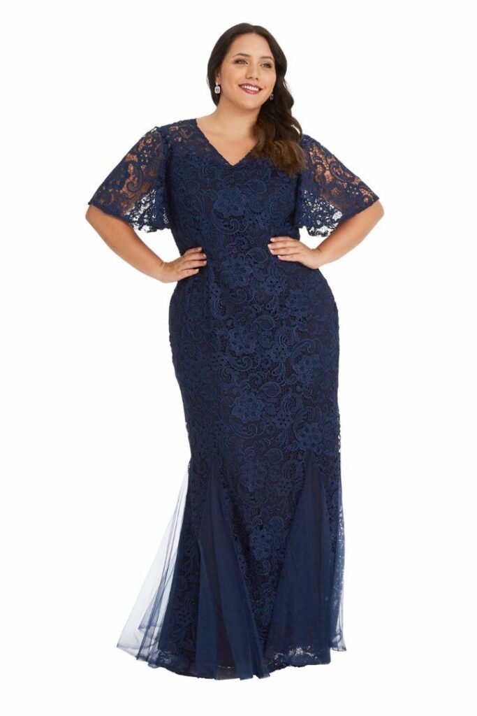 Carmen Curvy Lace Dress with Chiffon Shrug - Sapphire Butterfly