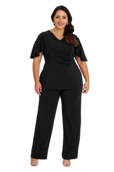 Robin Plus Size Wide Leg Pant with Pocket in Black