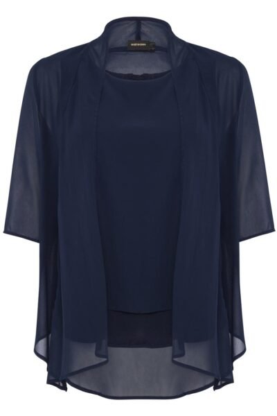 Jackie Chiffon Camisole and Jacket Set in Navy