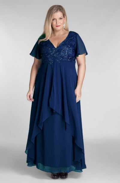 Flattering Plus Size Evening Dress: Chiffon & Beading Bliss