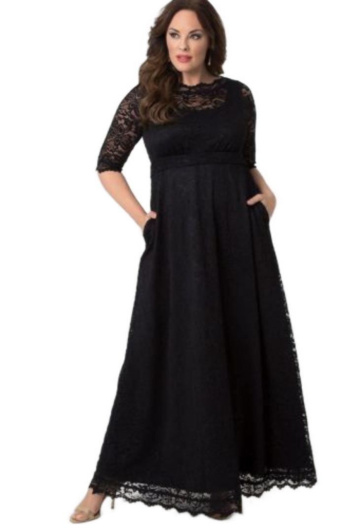 Kiyonna Leona Lace Gown - Sapphire Butterfly