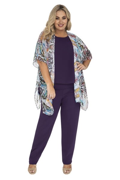Inspirations Ladies Chiffon Camisole, Pant and Shawl Set