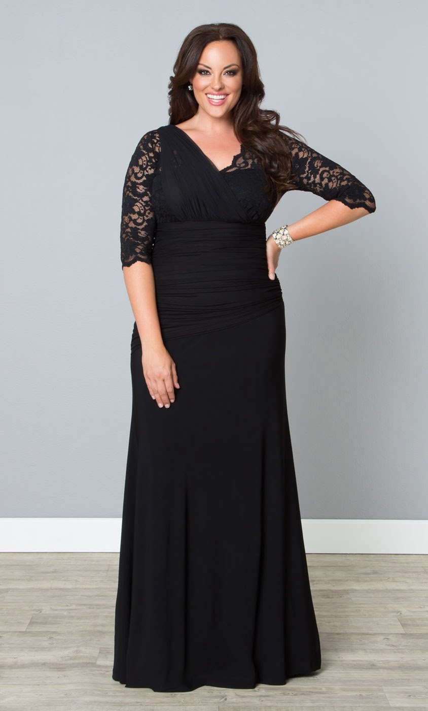 Kiyonna Soiree Evening Gown in Black - Sapphire Butterfly
