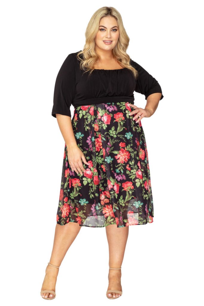 plus size floral dress Chiffon Wedding Guest with Ruffled Hemline StockTakeNov2020 Blmnix Nightgowns for Women Size:122cm/48” (for pants size 44”)