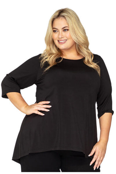 Plus Size 3/4 Sleeve Long Jersey Top