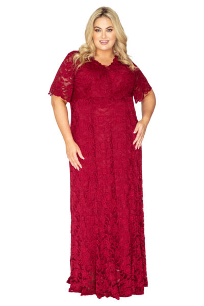 plus size red lace dress gown