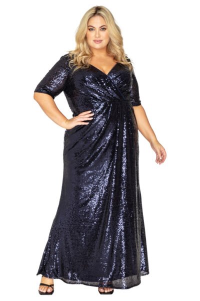 plus size ladies sequin evening gowns with sleeve