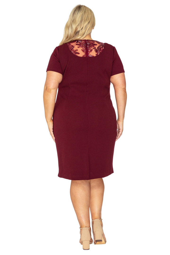 La Scala Burgundy Short Sleeved Dress with Jacket 2 La Scala Burgundy Short Sleeved Dress with Jacket - Image 2