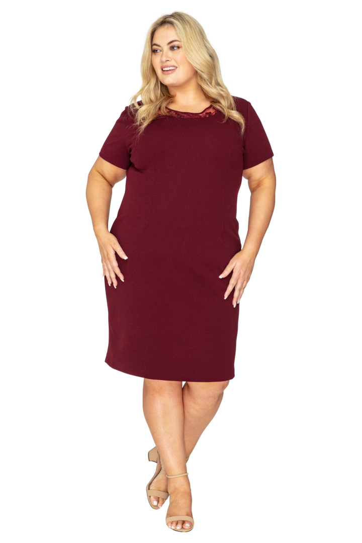 La Scala Burgundy Short Sleeved Dress with Jacket 3 La Scala Burgundy Short Sleeved Dress with Jacket - Image 3